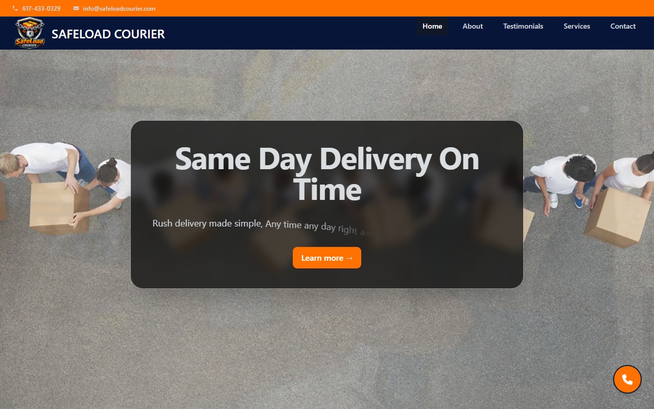 SafeLoad Courier website screenshot
